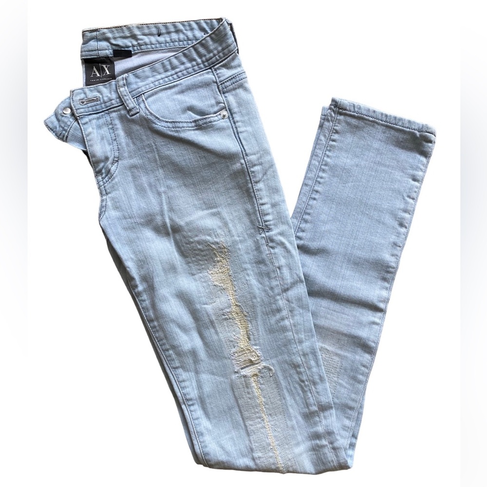 Armani Exchange light wash distressed jeans size 2